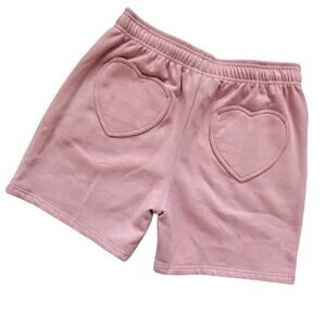 Just Peachy Pink Heart Pocket Sweat Shorts - Size Large